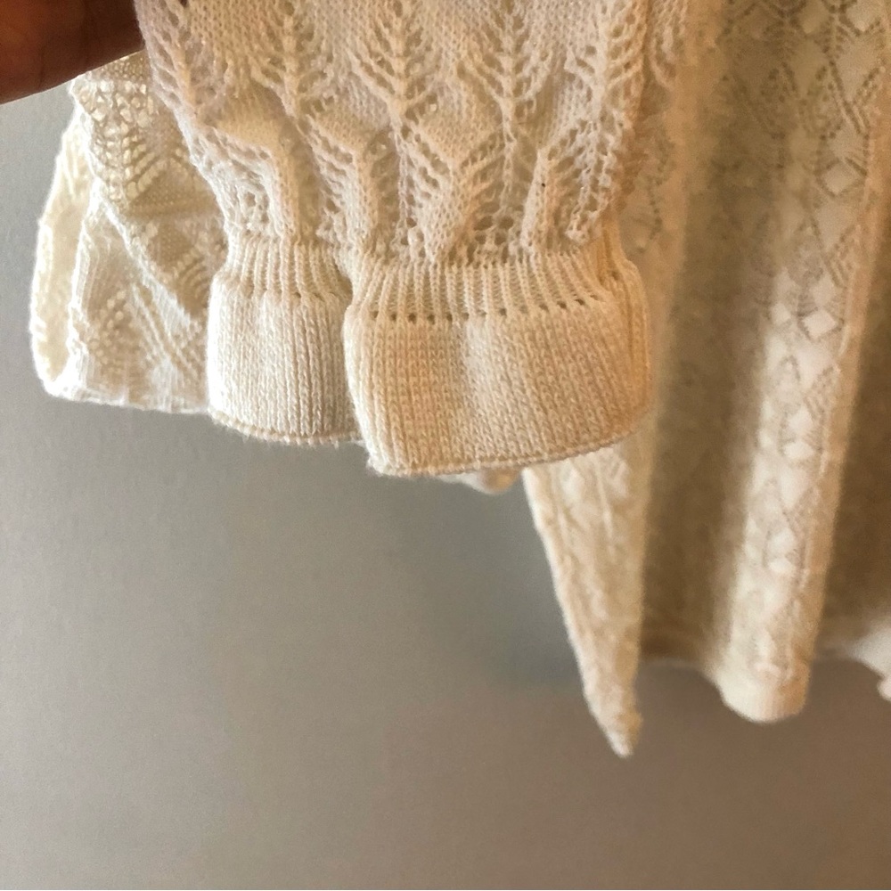 Zara Cream Lace-Knit Ruffled Turtleneck Sweater - Picture 5 of 9